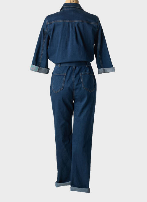 Combi-pantalon fermeture boutonnée sur le devant manches 3/4 bleu JULIE GUERLANDE femme
