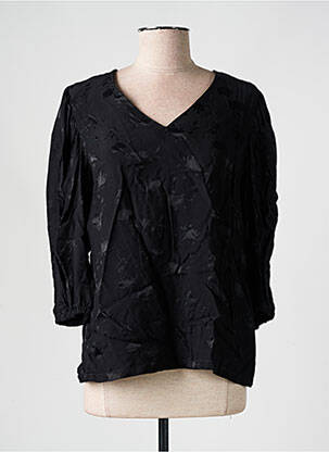 Blouse tissage popeline manches 3/4 noir JULIE GUERLANDE femme