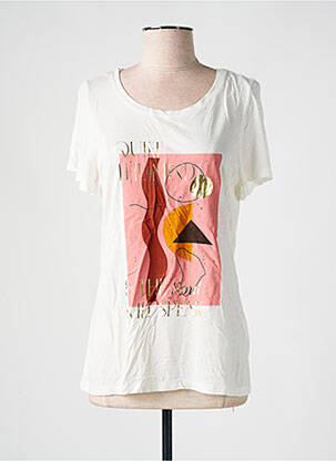 T-shirt sérigraphie floquée manches courtes blanc JULIE GUERLANDE femme