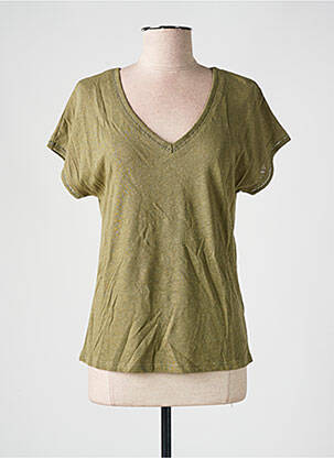 T-shirt col v manches courtes vert JULIE GUERLANDE femme