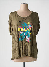 T-shirt sérigraphie manches courtes vert JULIE GUERLANDE femme