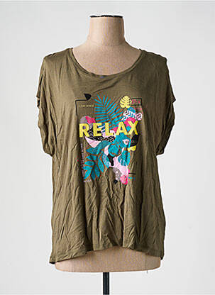 T-shirt sérigraphie manches courtes vert JULIE GUERLANDE femme