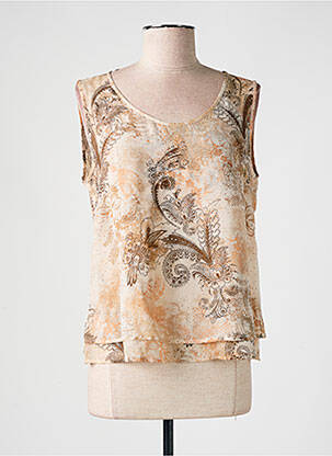 Débardeur col rond sans manche beige HAUBER femme