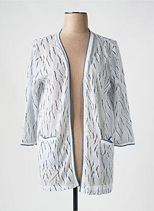 Gilet manches longues maille souple et aérée bleu ANDAMIO femme
