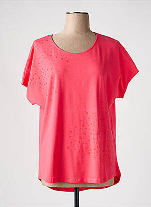T-shirt coupe droite manches courtes rouge DISMERO femme