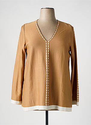 Pull coupe droite manches longues marron PIERO MORETTI femme