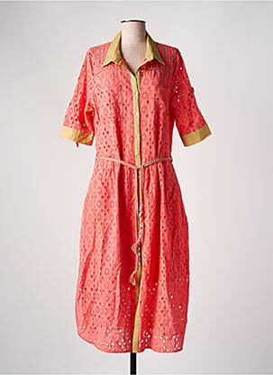 Robe mi-longue manches 3/4 manches 3/4 rose FUEGO WOMAN femme
