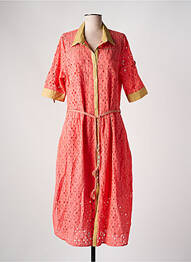 Robe mi-longue manches 3/4 manches 3/4 rose FUEGO WOMAN femme