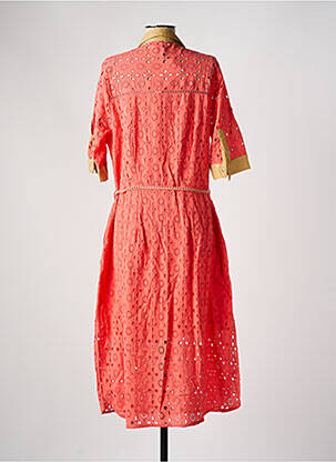 Robe mi-longue manches 3/4 manches 3/4 rose FUEGO WOMAN femme