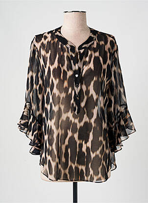 Blouse légère et transparente manches 3/4 noir FRANK LYMAN femme