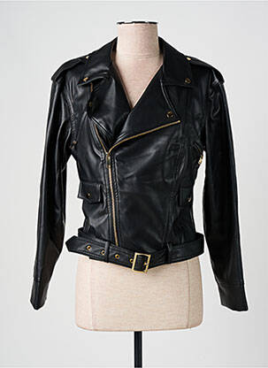 Veste simili cuir poches noir LESLIE femme