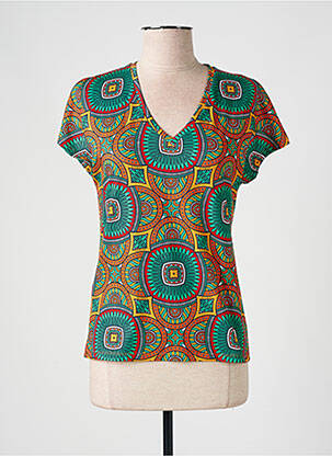 T-shirt col v manches courtes orange LESLIE femme