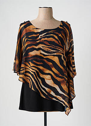 Tunique manches courtes tissage crêpe marron FRANK LYMAN femme