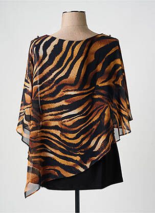 Tunique manches courtes tissage crêpe marron FRANK LYMAN femme