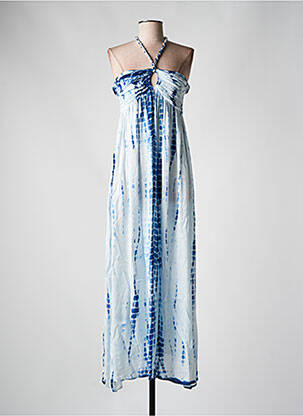 Robe longue coupe évasée fines bretelles bleu LA PETITE ETOILE femme