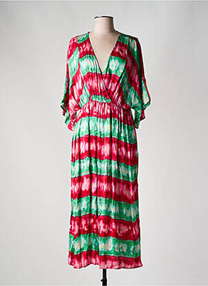 Robe longue tissage popeline manches 3/4 vert ONLY femme