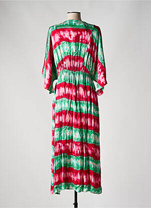 Robe longue tissage popeline manches 3/4 vert ONLY femme