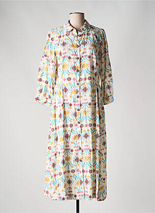 Robe mi-longue manches 3/4 manches 3/4 beige WHITE STUFF femme