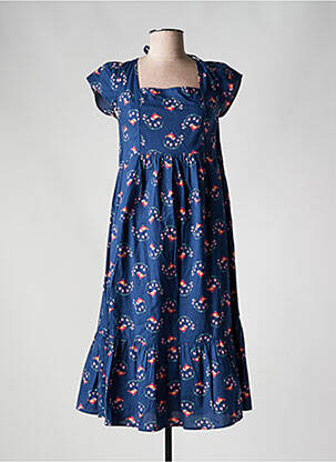 Robe mi-longue imprimé fantaisie manches courtes bleu BLUTSGESCHWISTER femme