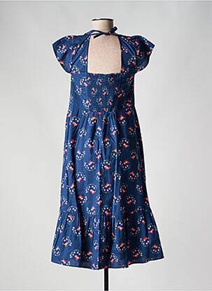 Robe mi-longue imprimé fantaisie manches courtes bleu BLUTSGESCHWISTER femme