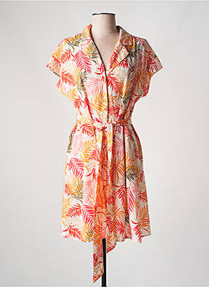 Robe mi-longue manches courtes manches courtes orange ONLY femme