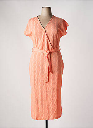 Robe mi-longue manches courtes manches courtes orange GARCIA femme
