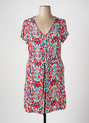 Robe mi-longue imprimé fantaisie manches courtes rouge ONLY femme