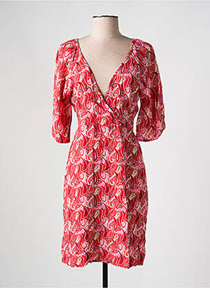 Robe courte manches 3/4 manches 3/4 rouge ANGE femme
