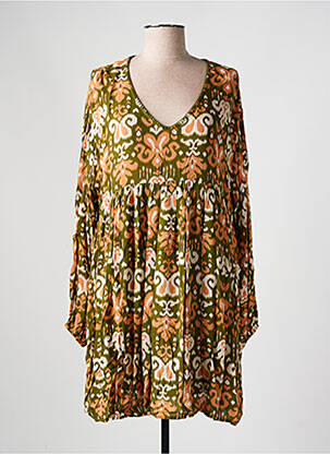 Robe courte manches longues manches longues vert EMILIE.K femme