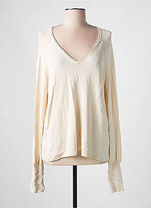 Pull col v manches longues blanc ONLY femme