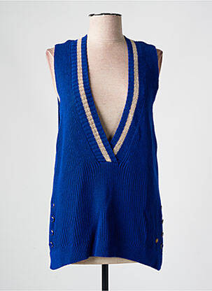 Pull coupe cintrée sans manche bleu LA PETITE ETOILE femme