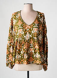 Blouse imprimé fantaisie manches longues vert EMILIE.K femme