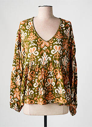 Blouse imprimé fantaisie manches longues vert EMILIE.K femme