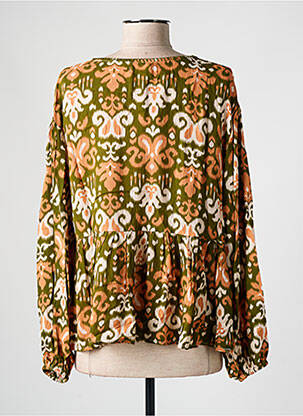 Blouse imprimé fantaisie manches longues vert EMILIE.K femme