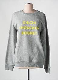 Sweat-shirt sérigraphie manches longues gris MADEMOISELLE FANI femme
