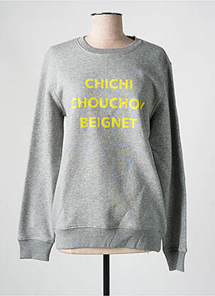 Sweat-shirt sérigraphie manches longues gris MADEMOISELLE FANI femme