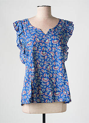 Blouse imprimé fantaisie sans manche bleu AGATHE & LOUISE femme