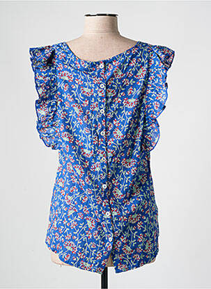 Blouse imprimé fantaisie sans manche bleu AGATHE & LOUISE femme