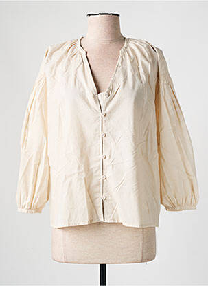 Chemisier coupe droite manches longues beige KANOPE femme