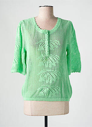 Pull coupe cintrée manches 3/4 vert C'EST BEAU LA VIE femme