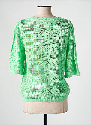 Pull coupe cintrée manches 3/4 vert C'EST BEAU LA VIE femme