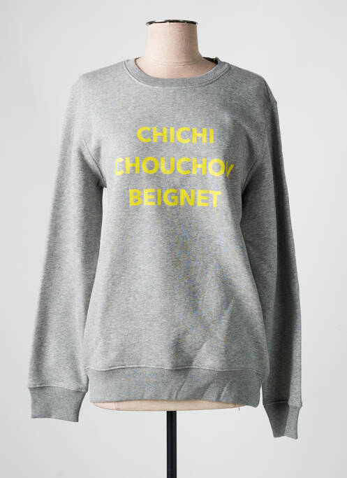 Sweat-shirt sérigraphie manches longues gris MADEMOISELLE FANI femme