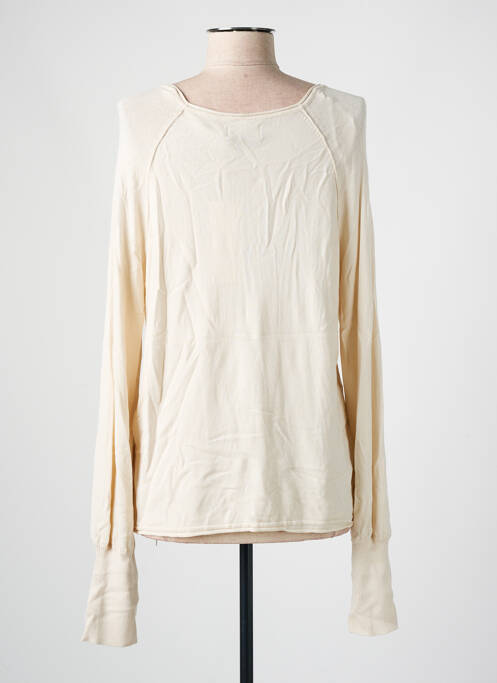 Pull col v manches longues blanc ONLY femme