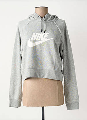 Sweat-shirt à capuche stretch manches longues gris NIKE femme