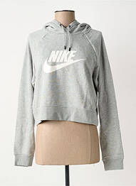 Sweat-shirt à capuche stretch manches longues gris NIKE femme