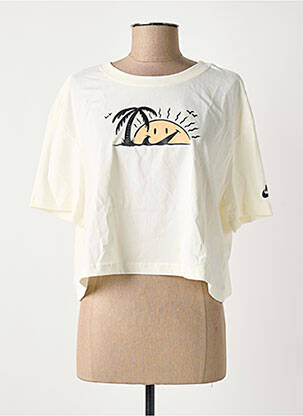 T-shirt sérigraphie manches courtes beige NIKE femme