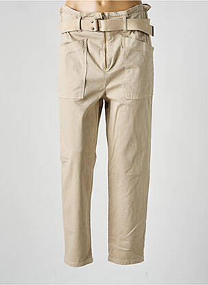 Pantalon droit tissage popeline taille normale beige PAKO LITTO femme