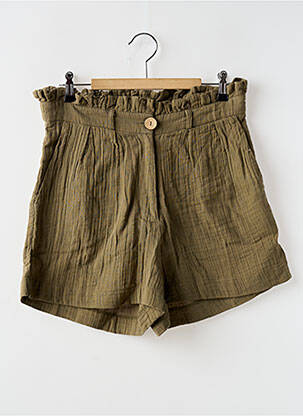 Short fermeture zippée sous rabat boutonné taille normale vert BIZANCE femme