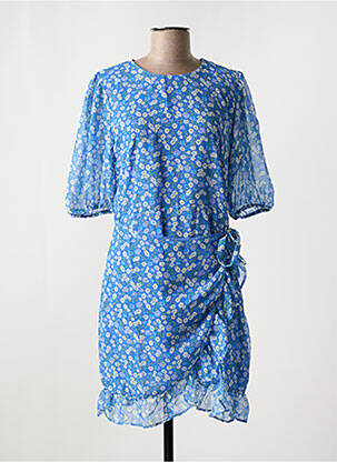 Robe mi-longue imprimé fleurs manches courtes bleu NA-KD femme
