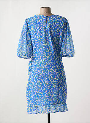 Robe mi-longue imprimé fleurs manches courtes bleu NA-KD femme